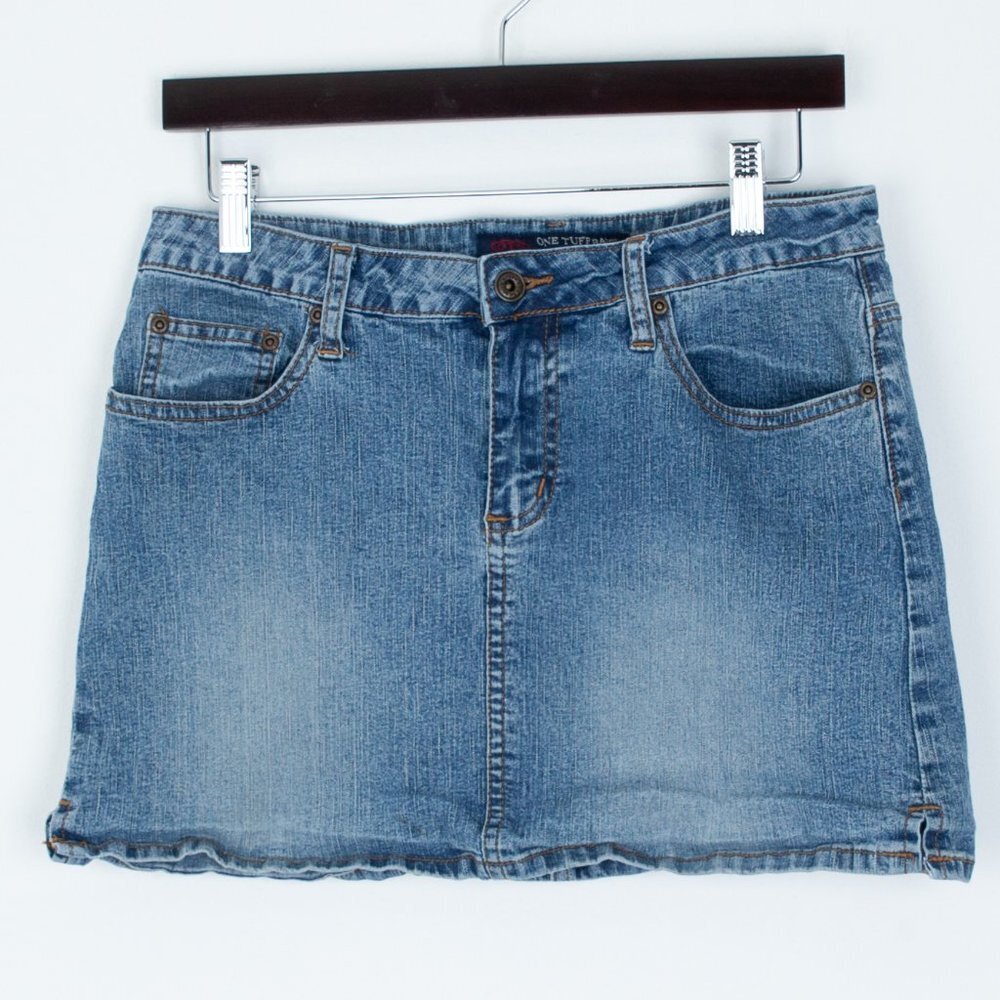 OTB One Tuff Babe Womens Denim Stretch Mini Skirt Size 9/10 Western Cowgirl